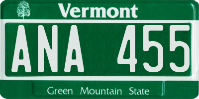 VT license plate ANA455