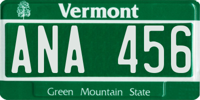 VT license plate ANA456