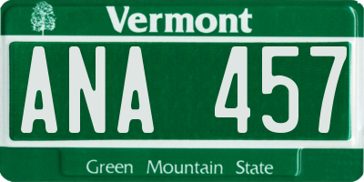 VT license plate ANA457