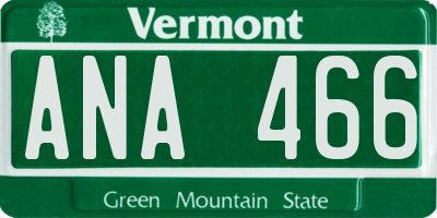 VT license plate ANA466