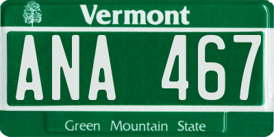 VT license plate ANA467
