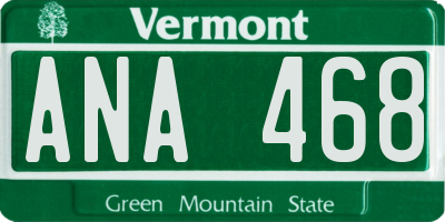 VT license plate ANA468