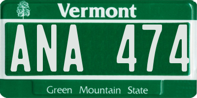 VT license plate ANA474