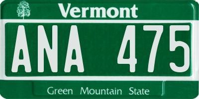 VT license plate ANA475