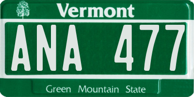 VT license plate ANA477