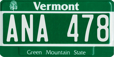VT license plate ANA478