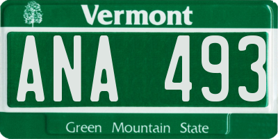 VT license plate ANA493