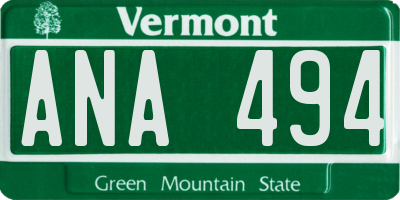 VT license plate ANA494