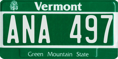 VT license plate ANA497