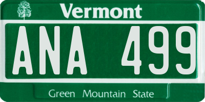 VT license plate ANA499