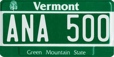 VT license plate ANA500