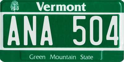 VT license plate ANA504