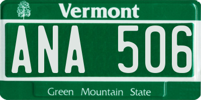VT license plate ANA506