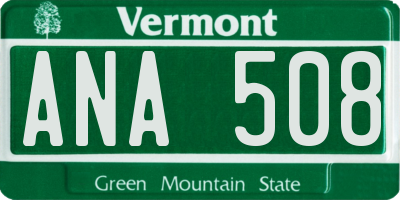 VT license plate ANA508
