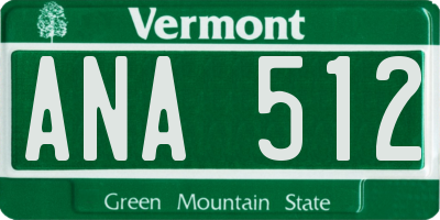 VT license plate ANA512