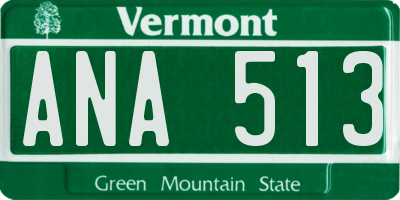 VT license plate ANA513