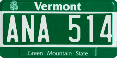 VT license plate ANA514