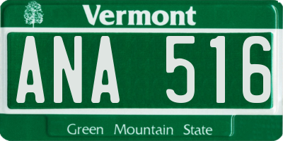VT license plate ANA516