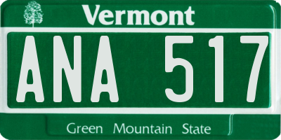 VT license plate ANA517