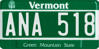 VT license plate ANA518