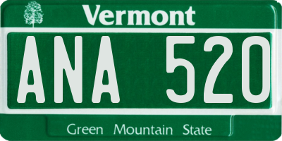 VT license plate ANA520