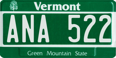 VT license plate ANA522