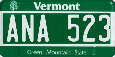 VT license plate ANA523
