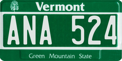 VT license plate ANA524