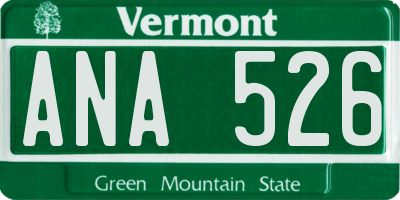 VT license plate ANA526