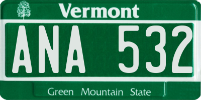 VT license plate ANA532