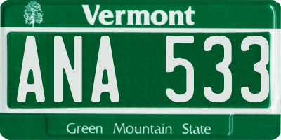 VT license plate ANA533