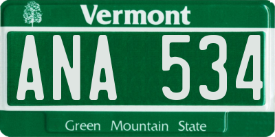 VT license plate ANA534