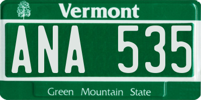VT license plate ANA535