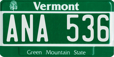 VT license plate ANA536