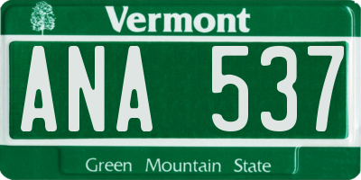VT license plate ANA537