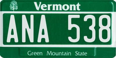 VT license plate ANA538