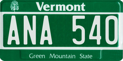 VT license plate ANA540