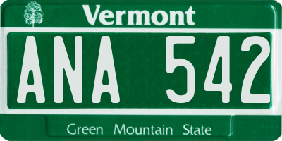 VT license plate ANA542