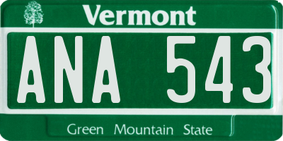 VT license plate ANA543