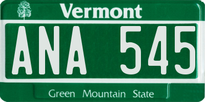 VT license plate ANA545