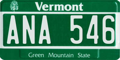 VT license plate ANA546