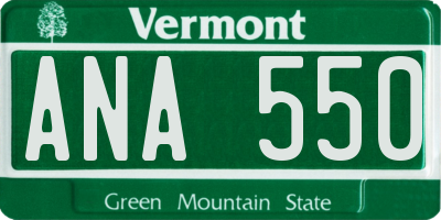 VT license plate ANA550