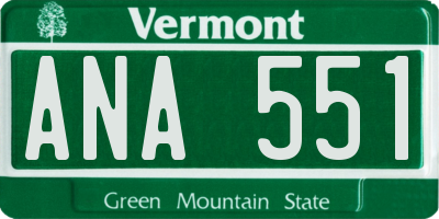 VT license plate ANA551