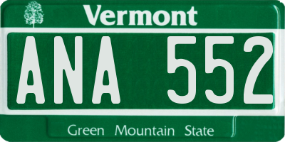 VT license plate ANA552