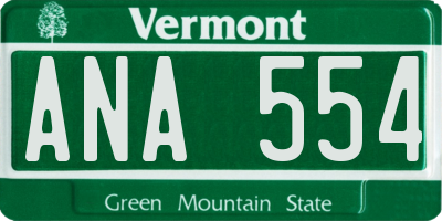VT license plate ANA554