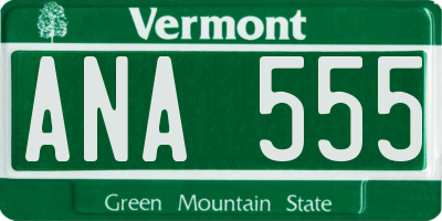 VT license plate ANA555