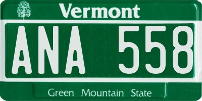VT license plate ANA558