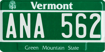 VT license plate ANA562
