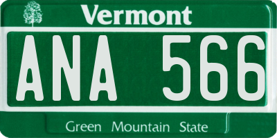VT license plate ANA566