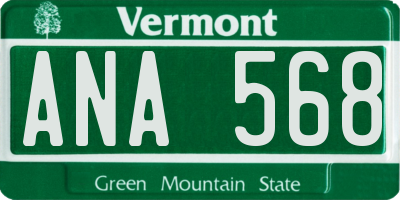 VT license plate ANA568